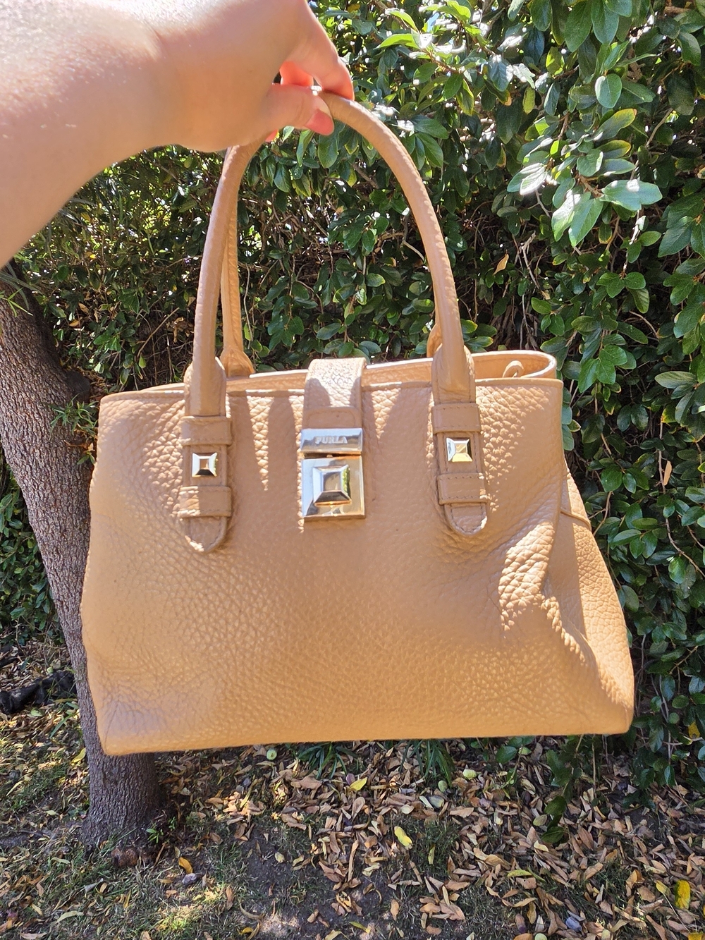 Furla Tan Pebbled Leather Top-Handle Tote